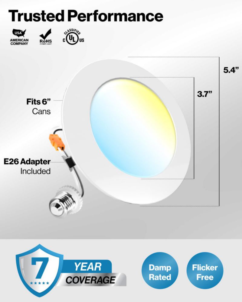 Luz LED empotrada Sunco Lighting 10 cm 5 temperaturas de color (paquete de 20)