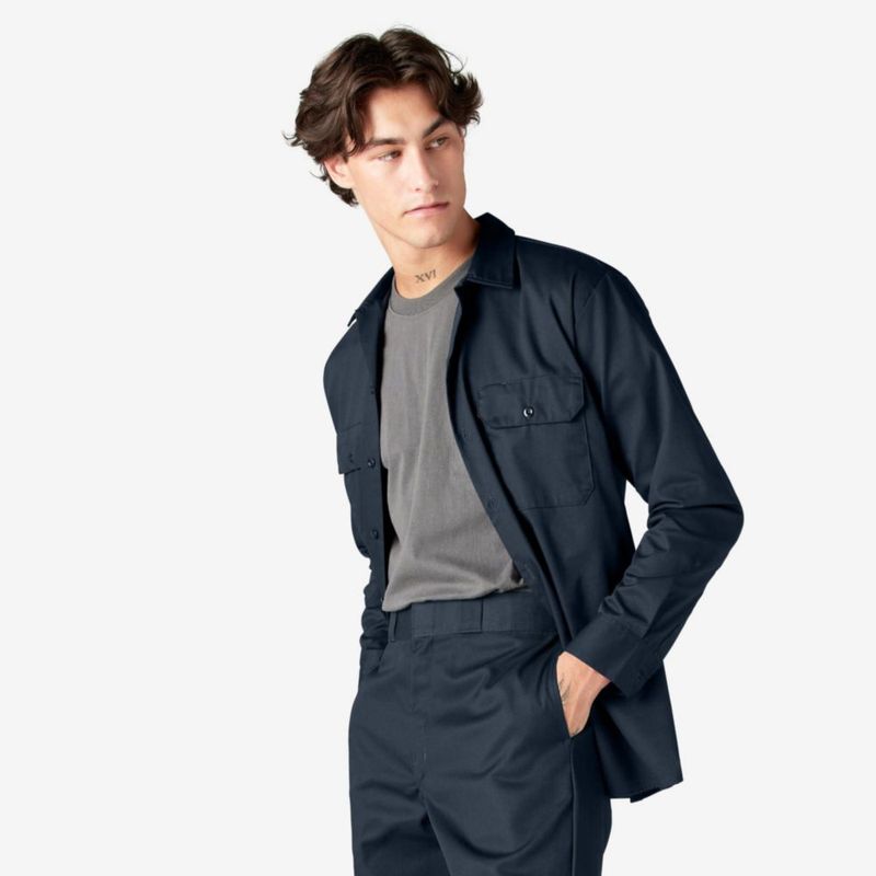 CAMISA Dickies de manga larga en azul marino oscuro - Talla L