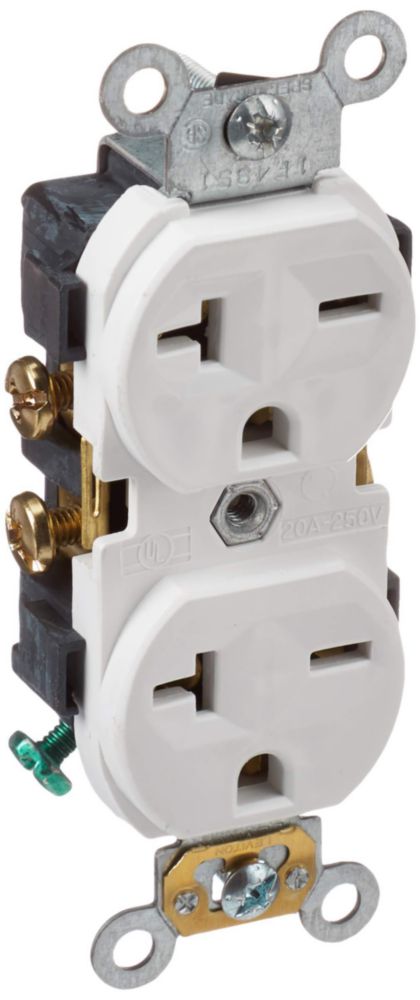 Toma Leviton 20A 250Vca 2 polos blanco