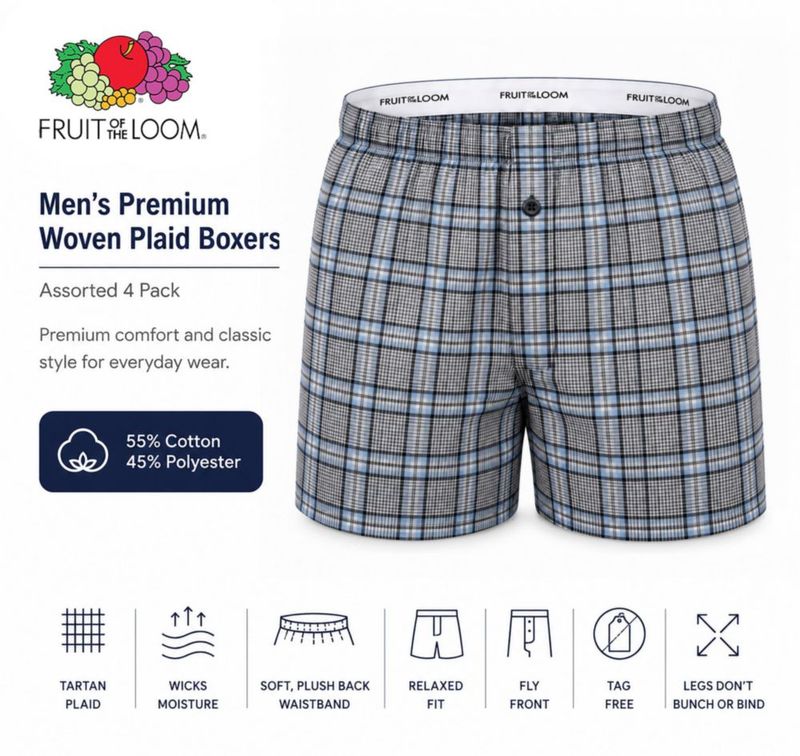 Bóxers Fruit of the Loom - Pack de 4 (talla L)