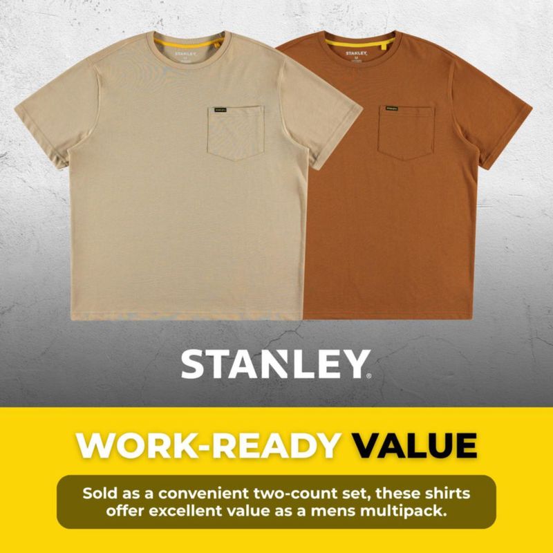 Camisetas STANLEY pack de 2 de algodón con bolsillo de trabajo