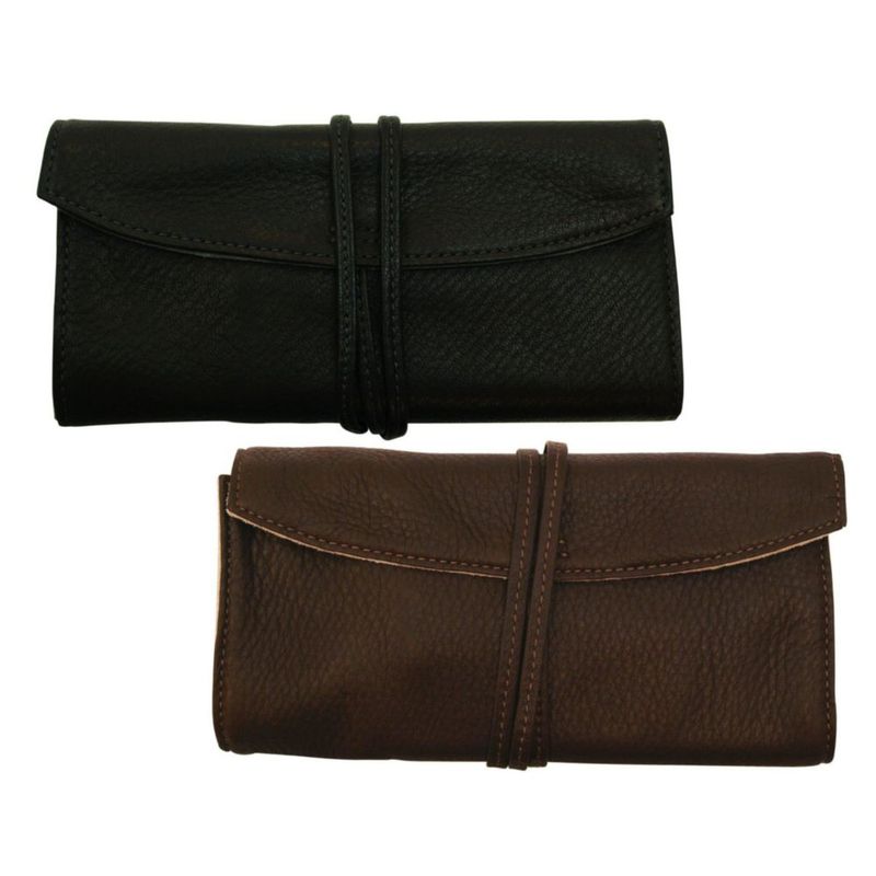 Estuche para bolígrafos PILOT de 5 bolsillos en cuero de vaca marrón oscuro