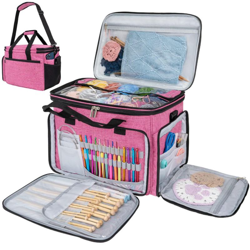 Bolsa de almacenamiento grande para lana de tejer PAVILIA rosa