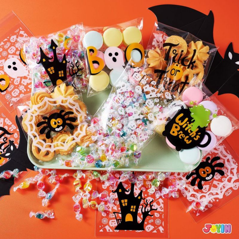 Bolsas de celofán JOYIN 150 uds Halloween transparentes con cierre autoadhesivo a granel