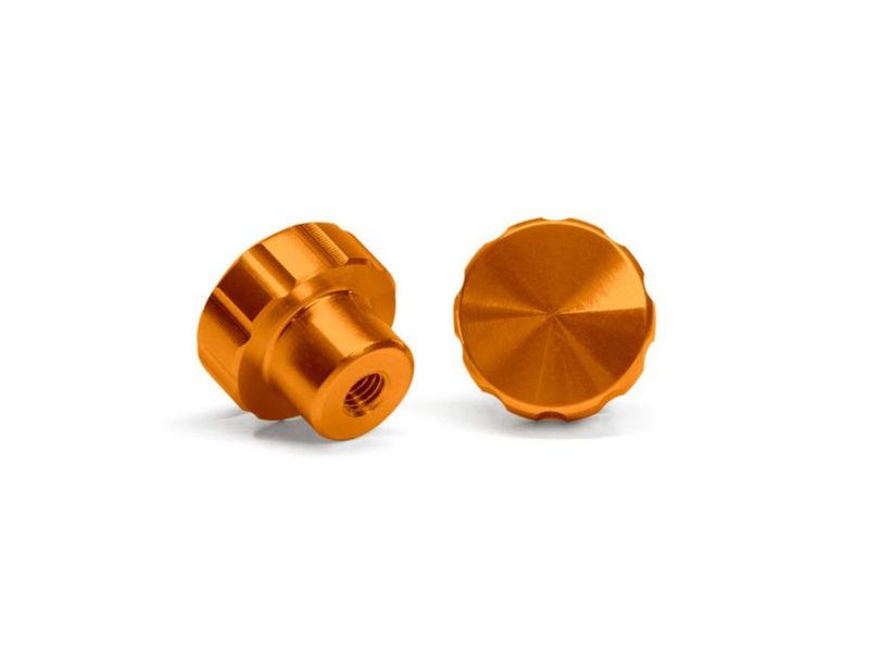 Perillas WeatherTech - Pack de 2 en aluminio naranja