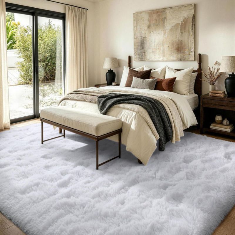 Alfombra FinRèc Home 178x254 cm Blanca Antideslizante y Peluda