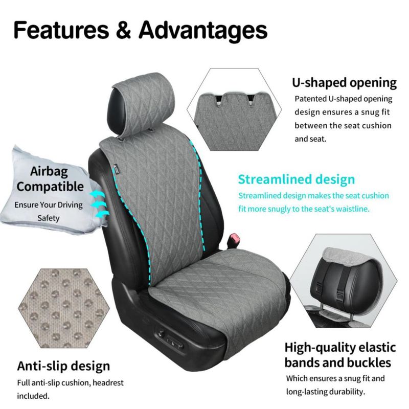 Fundas de Asiento Leader Accessories 2 piezas Gris sin Laterales