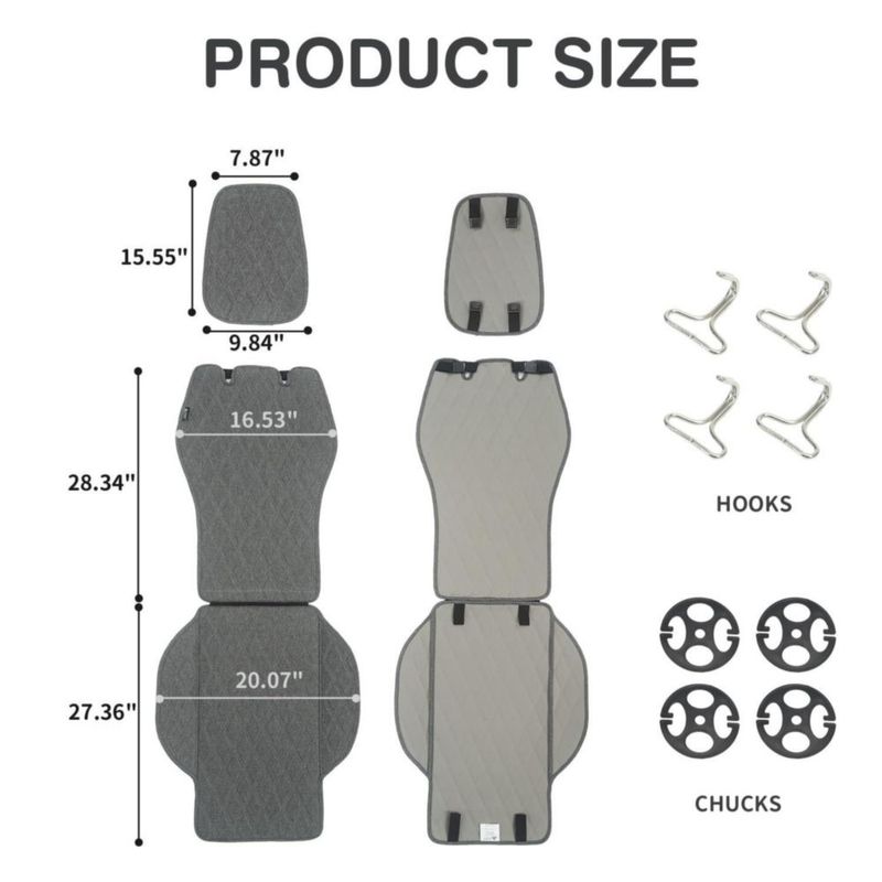 Fundas de Asiento Leader Accessories 2 piezas Gris sin Laterales
