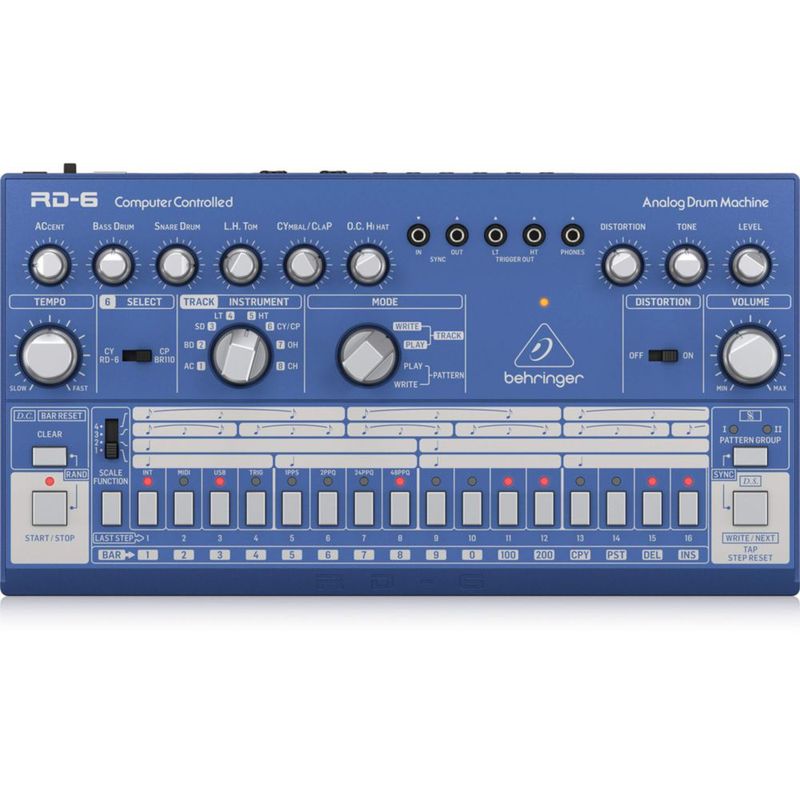 Caja de ritmos analógica Behringer RD-6 azul USB MIDI