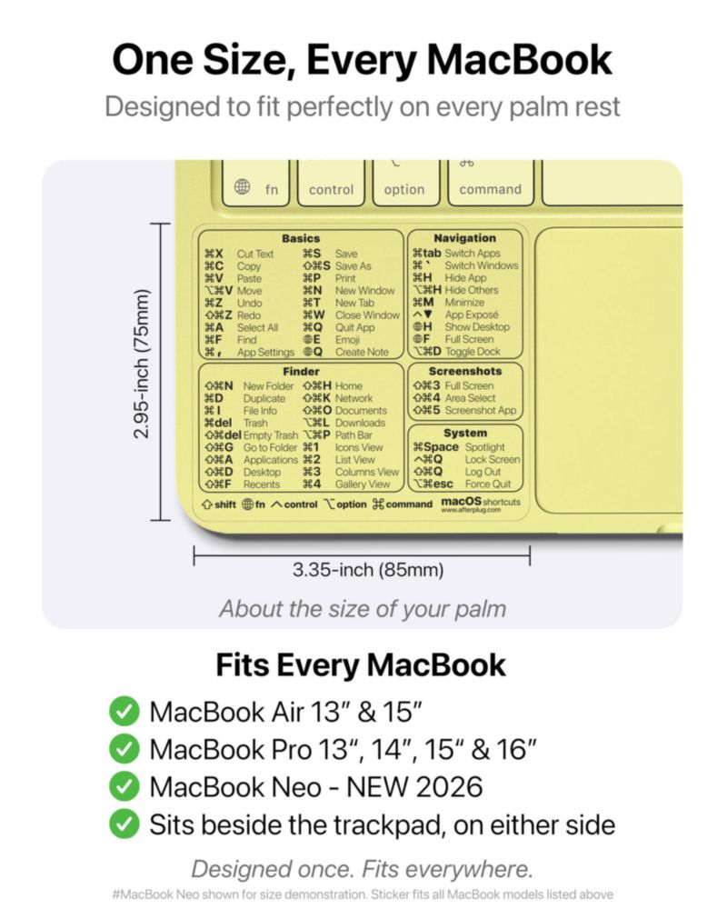 Pegatina Mac OS Afterplug para MacBook Neo/Air/Pro (1 unidad)