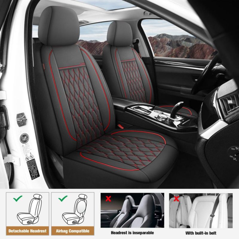 Fundas de asiento de coche CAROMOP de piel sintética de lujo para 5 asientos
