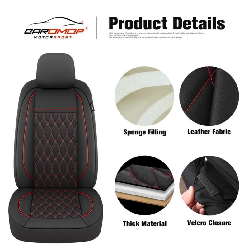 Fundas de asiento de coche CAROMOP de piel sintética de lujo para 5 asientos