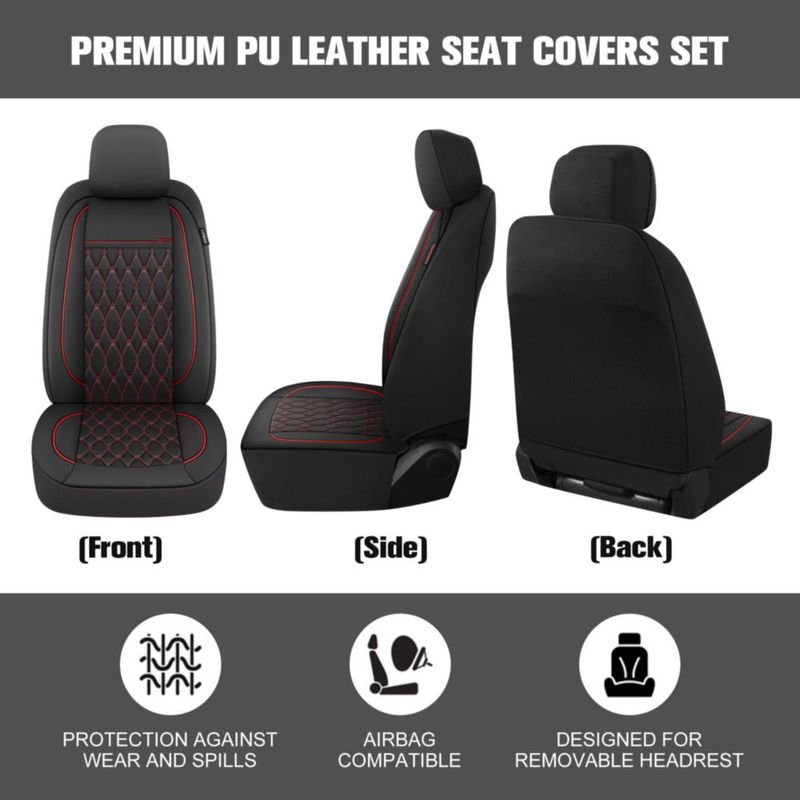 Fundas de asiento de coche CAROMOP de piel sintética de lujo para 5 asientos