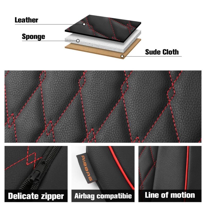 Fundas de asiento de coche CAROMOP de piel sintética de lujo para 5 asientos
