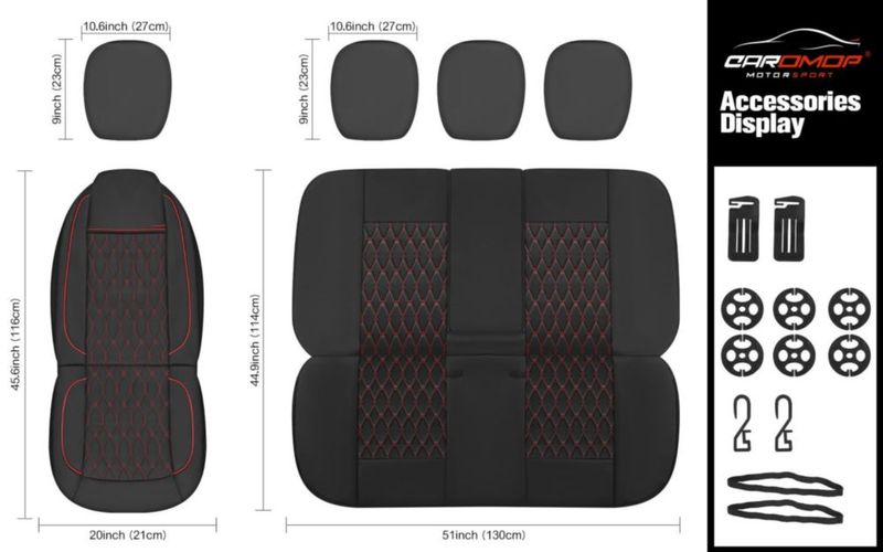 Fundas de asiento de coche CAROMOP de piel sintética de lujo para 5 asientos