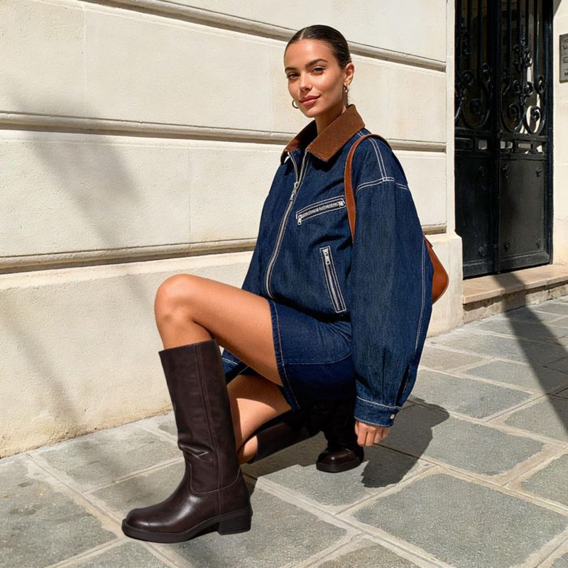 Botas altas Dream Pairs color amarillo y marrón oscuro talla 9