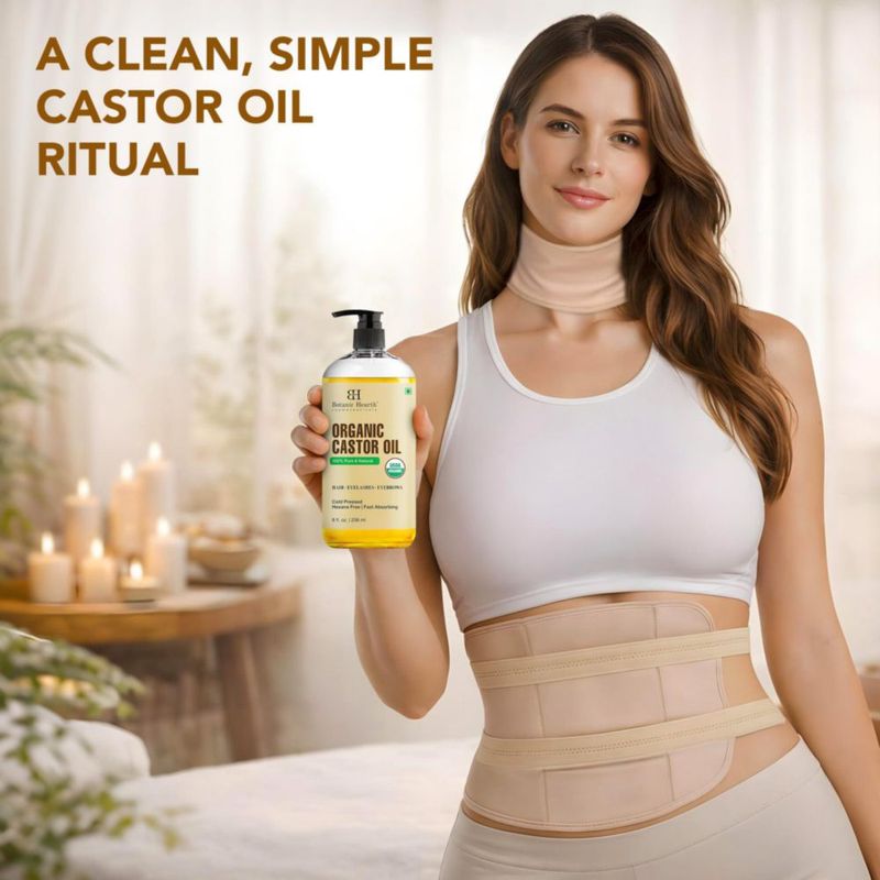 Aceite de ricino Botanic Hearth 236 ml con kit de envoltura