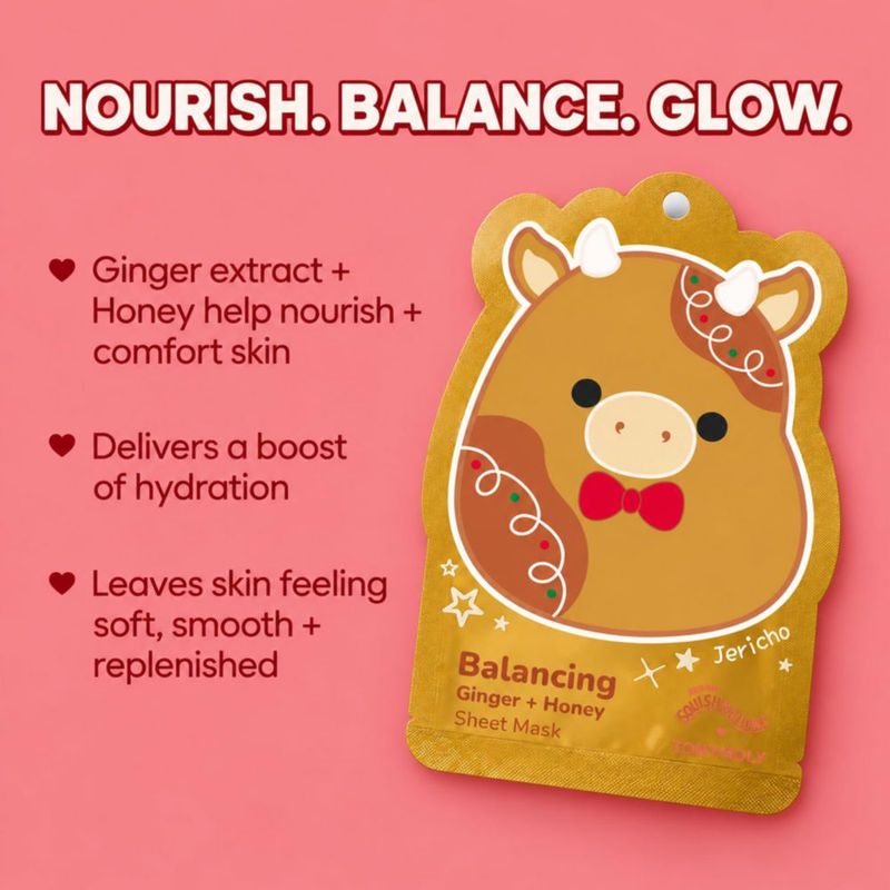Mascarilla facial coreana TONYMOLY Squishmallows x Jericho Jengibre + Miel 21 g