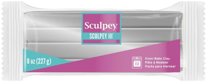 Barra de arcilla de polímero Sculpey plateada 227 g (no tóxica)