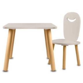 Mesa con silla infantil de madera  diseño Animalitos Gris