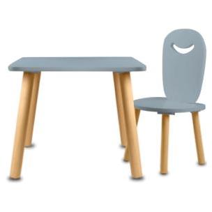 Mesa con silla infantil de madera  diseño Animalitos Azul