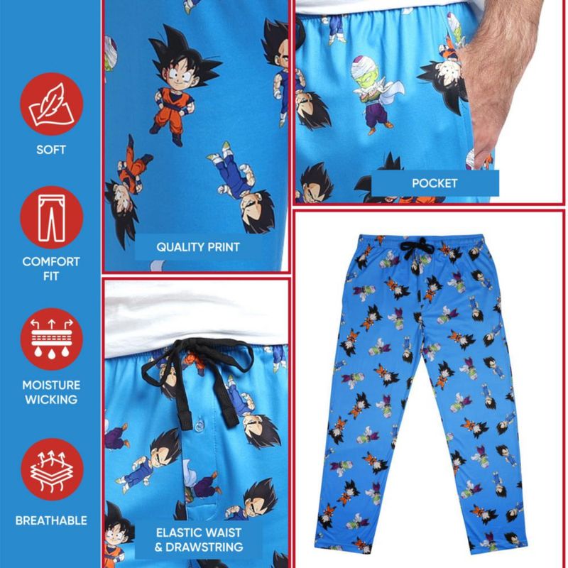 Pantalón de pijama para hombre Bioworld talla L azul claro Dragon Ball Z
