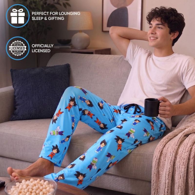 Pantalón de pijama para hombre Bioworld talla L azul claro Dragon Ball Z