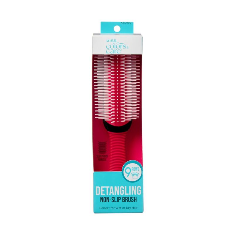 Cepillo para Cabello KISS Colors&Care Desenredante Antideslizante de 9 Filas