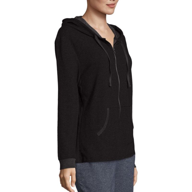 Sudadera con capucha con cremallera Hanes talla mediana color Ébano