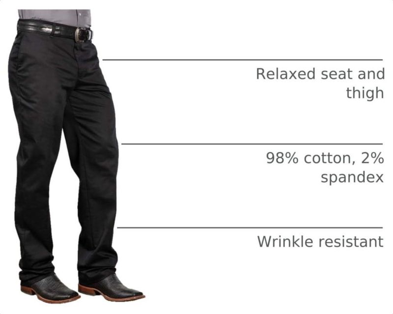PANTALONES Wrangler 34W x 86 cm Negro Corte Plano Relajado