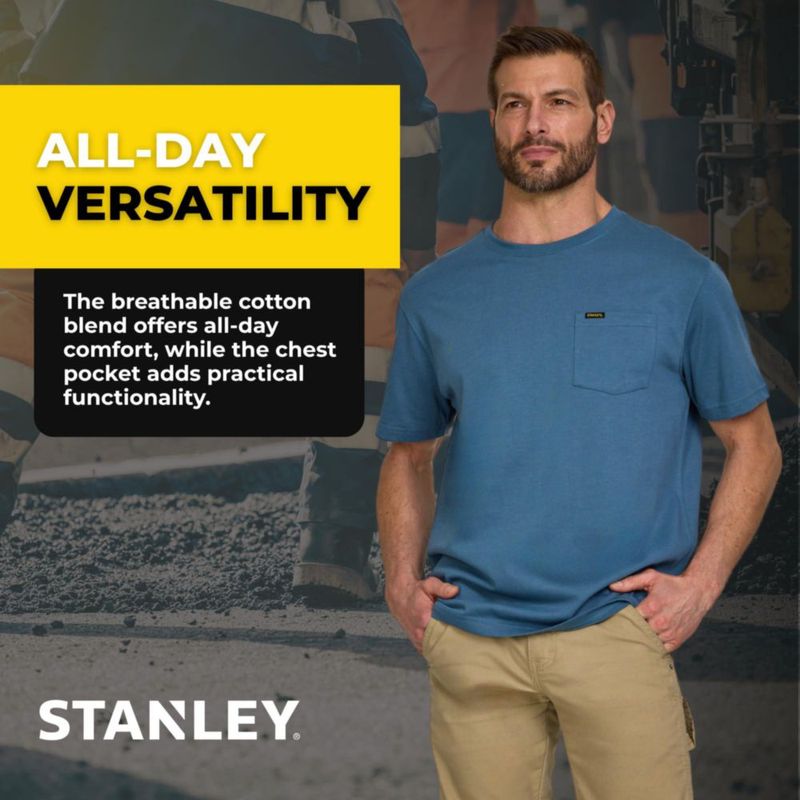 Camisetas STANLEY para Hombre Pack de 2 Algodón con Bolsillo de Trabajo