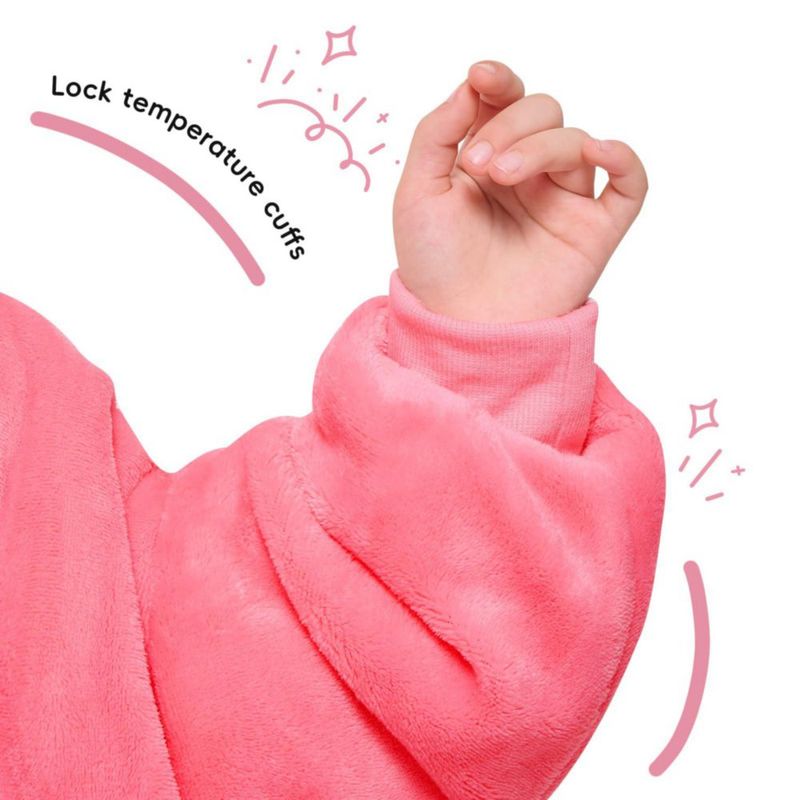 Manta con capucha yescool para niños de 8‑15 años rosa Sherpa