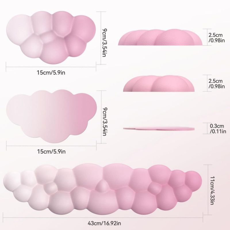 Conjunto de reposamuñecas TECKNET Cloud rosa con espuma de memoria