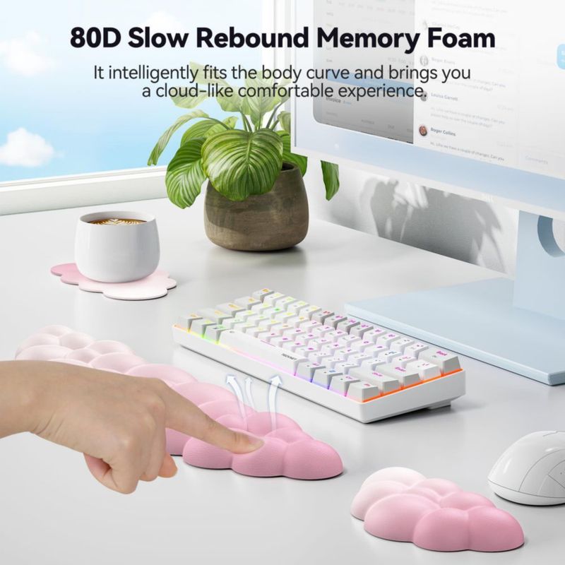 Conjunto de reposamuñecas TECKNET Cloud rosa con espuma de memoria