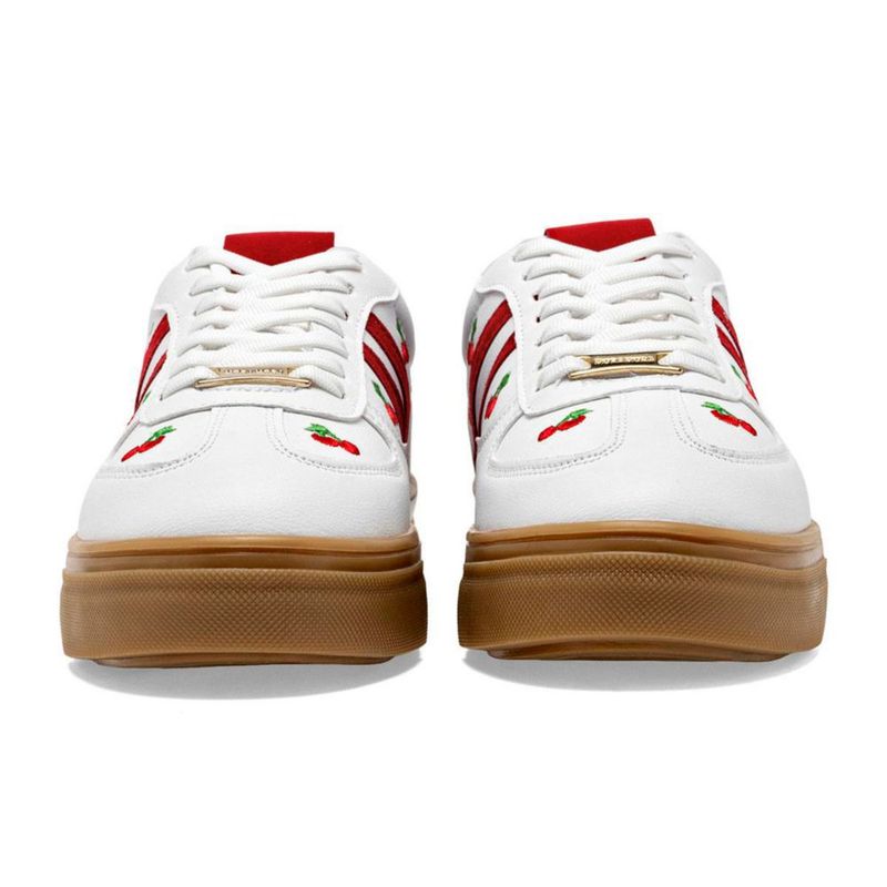Moramora tenis urbanos para mujer blanco rojo cod 149046-E