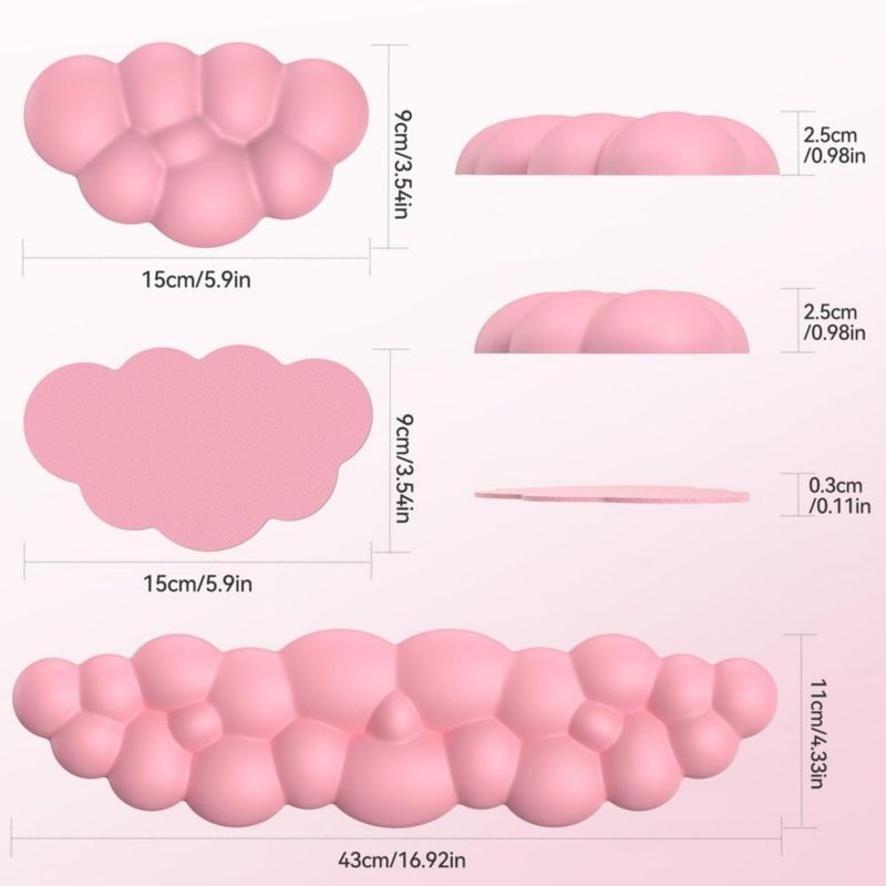 Reposamuñecas TECKNET de Cuero PU y Espuma Viscoelástica - Rosa Oscuro