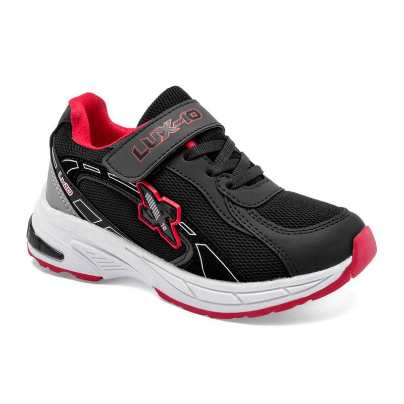 Lux-10 tenis deportivo para preescolar niño negro rojo cod 147203-C