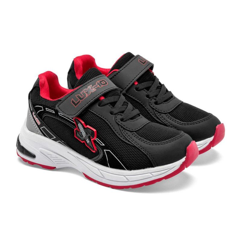 Lux-10 tenis deportivo para niño negro rojo cod 147203-D