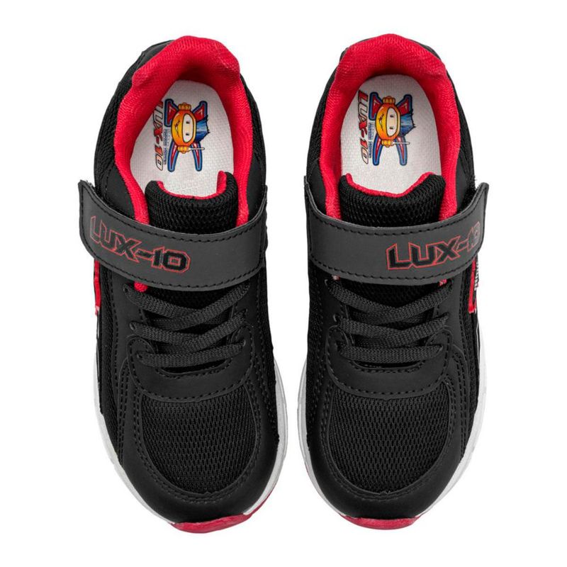 Lux-10 tenis deportivo para niño negro rojo cod 147203-D