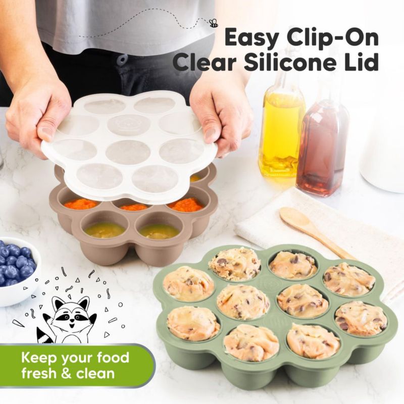 Bandejas de comida KeaBabies paquete de 2 60 ml color chai/sage con tapa