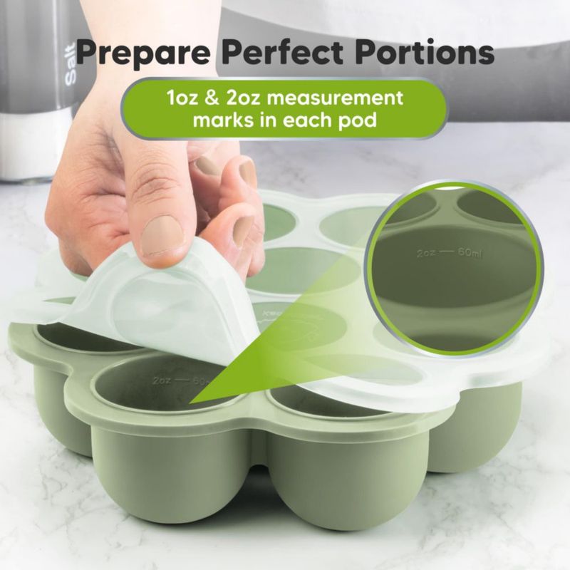 Bandejas de comida KeaBabies paquete de 2 60 ml color chai/sage con tapa