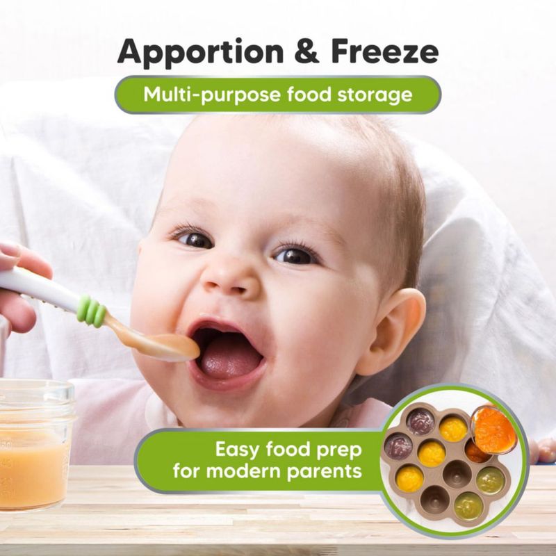 Bandejas de comida KeaBabies paquete de 2 60 ml color chai/sage con tapa