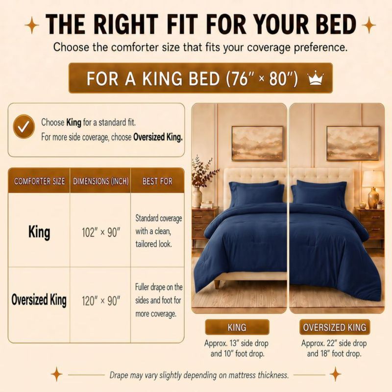 Juego de Edredón CozyLux King 7 piezas Azul Marino 240 gsm Microfibra