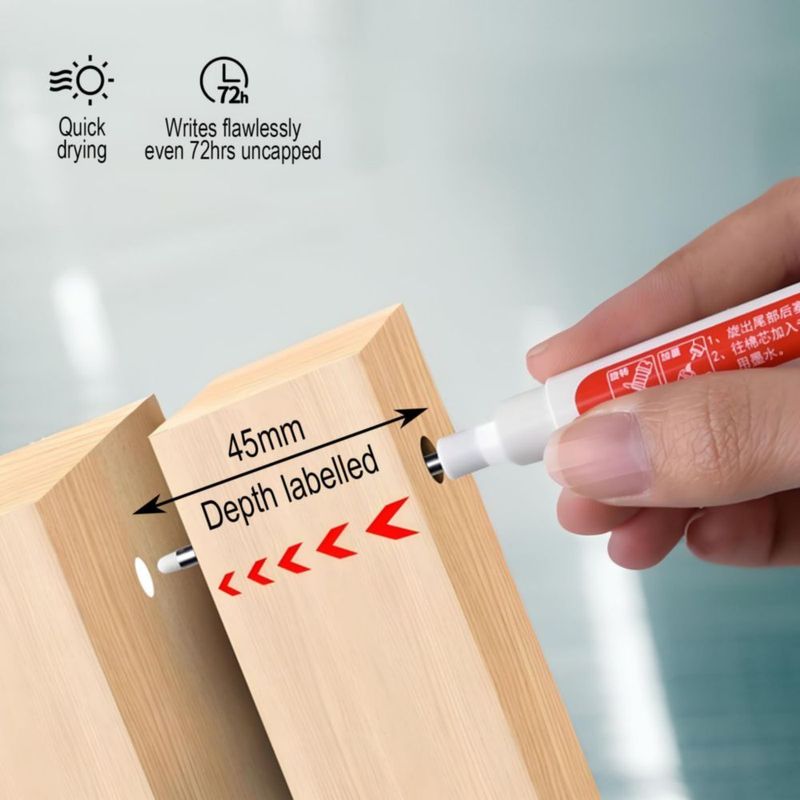 Marcador de punta larga NORXUAZE 2 unidades 45 mm para agujeros profundos – Blanco