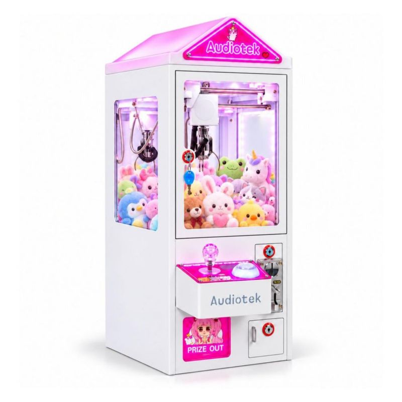 Maquina Caza Peluches Mini Garra Audiotek Casita Blanca Mini Doll Luz Sonido