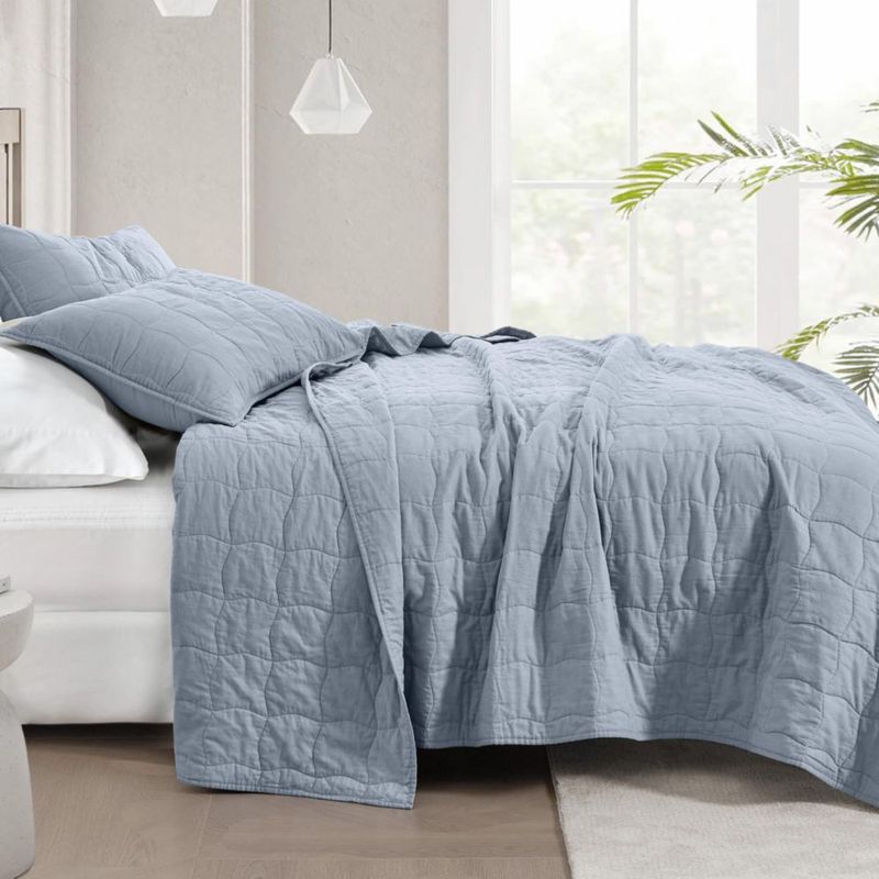 Juego de cama Wonderful Queen 240 × 240 cm Azul polvo 3 piezas