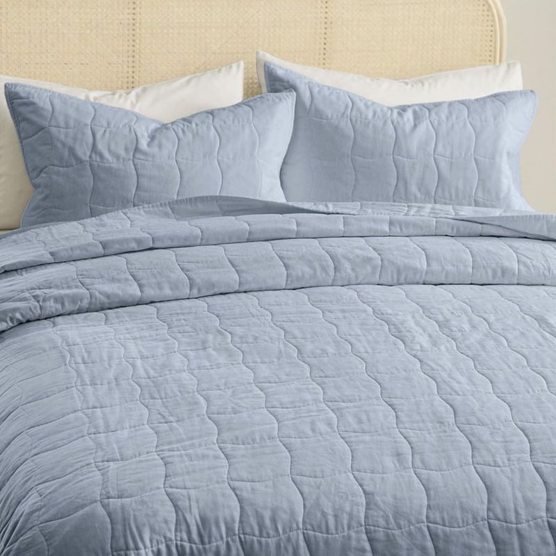 Juego de cama Wonderful Queen 240 × 240 cm Azul polvo 3 piezas