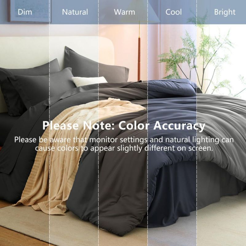 Juego de ropa de cama CozyLux California King 7 piezas Gris