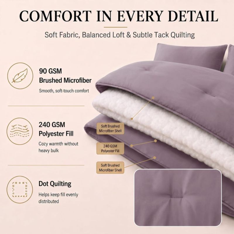 Juego de ropa de cama CozyLux King 7 piezas Morado Polvoriento