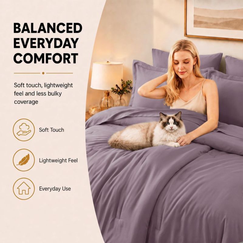 Juego de ropa de cama CozyLux King 7 piezas Morado Polvoriento